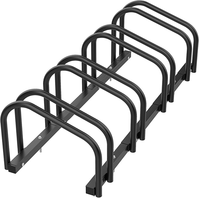 WALMANN 4 Bikes Floor Bike Stand, Bike Parking Rack Garage Bike Storage Stand Indoor/Outdoor 22-28" Wheel Stand, Max. Tire Width 2.1"