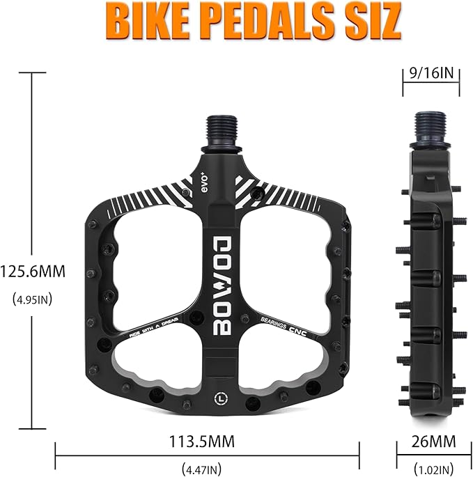 Bike Pedals 9/16" Lightweight Non-Slip Bicycle Platform Pedals - Fits Most Adult Bikes & Mountain Bikes &MTB, Road Bikes and Slip-Resistant Design