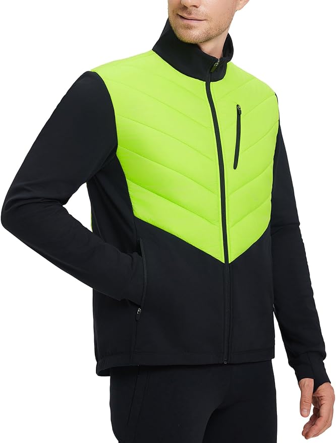 baleaf Men's Cycling Jacket Puffer Lightweight Coat Windproof Warm Winter 5 Pockets Packable Running Hiking