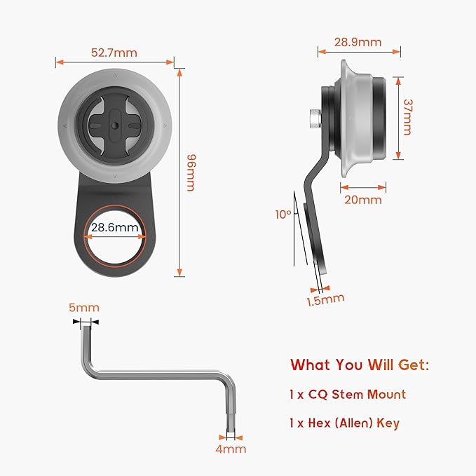 Bike Computer Mount Compatible with Garmin Edge, iGPSPORT, XOSS - Aluminum Cycling GPS Mount with Secure Dual-Lock, Quarter-Turn Release, Fit Edge 1050 1040 840 540 and More MTB Bicycle Computer