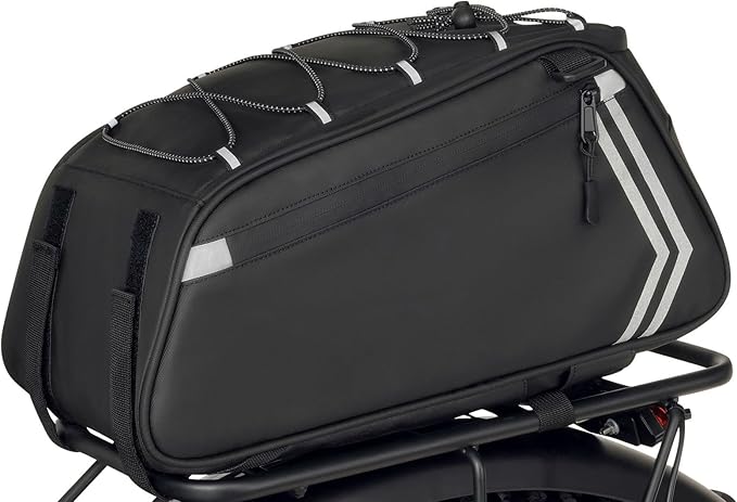 veimia Rear Bike Rack Bag, 13L PVC Water Resistant Bicycle Trunk Pannier with Multiple Pockets, Multifunctional Bike Saddle Bag for Commuter Travel Shopping and Cycling, Black1