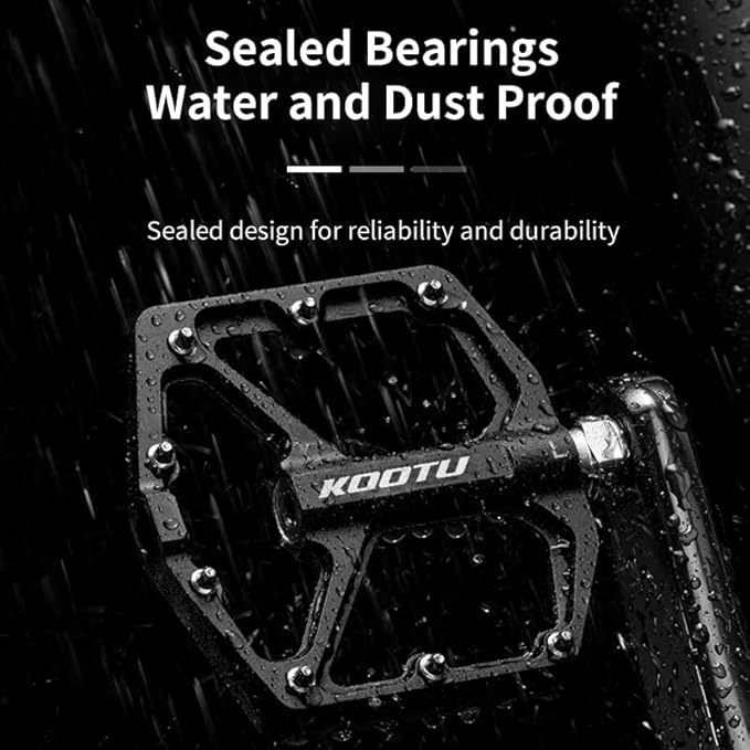 KOOTU 9/16" Bike Pedals,Flat Unicycles Bicycle Pedals, Non-Slip Aluminum Alloy Platform Cycling Pedals Sealed Bearing Pedals for MTB BMX Road Bike