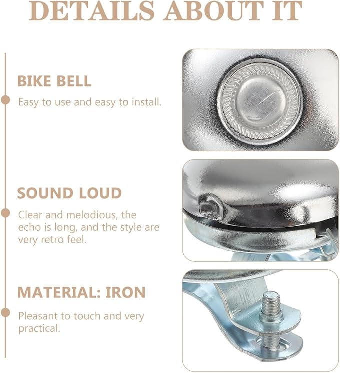 Kisangel Retro Bike Bell Vintage Bicycle Horn Mini Handlebar Mount Loud Clear Sound for Men Women Kids Cruiser Bikes