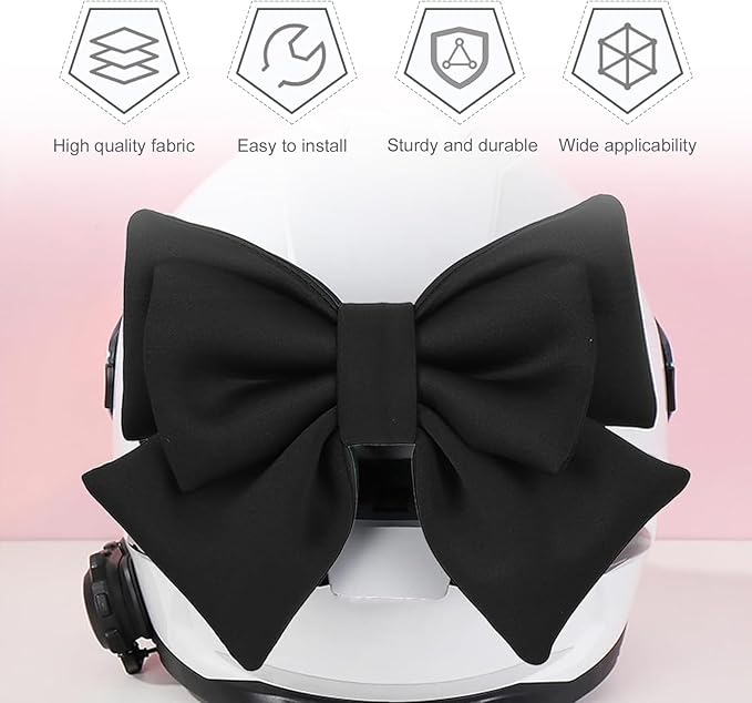 Large Bow Helmet Accessory, Cute Beautiful Bow Helmet Accessory, Suction Cup Waterproof Fade-Resistant Ornament for Women, Universal for Most Motorcycle Helmets