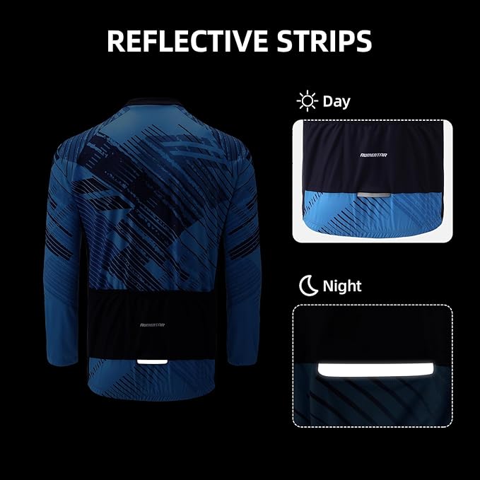 Men's Cycling Bike Jersey Long Sleeve - Moisture Wicking, Breathable, Quick Dry Biking Shirt Full Zipper