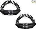 2PCS Motorcycle Helmet Cable Lock, Anti-Theft Helemt Cable Locks with 4-Digital Combination Code, Retractable Cable Lock for Motorbike Helmet Bicycle Saddle Luggage Stroller (Black)