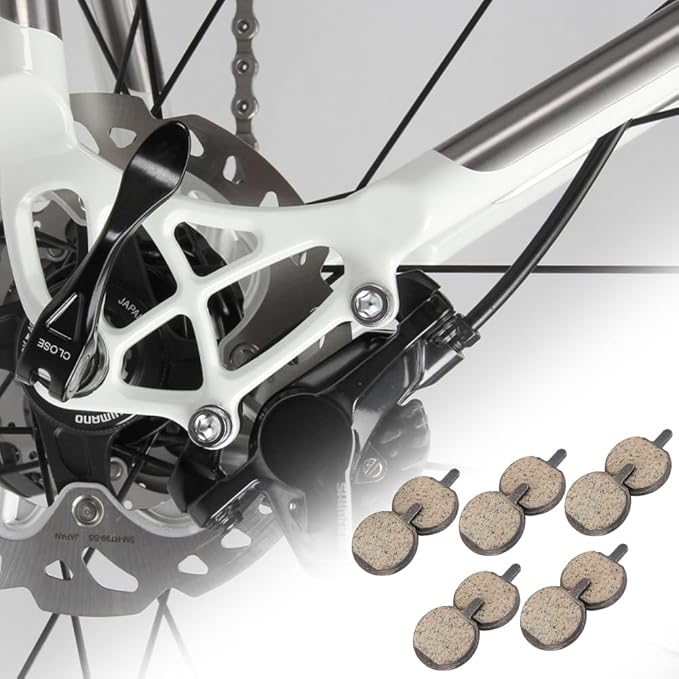 Bike Brake Pads, Bicycle Disc Resin Brakes Pad Semi Metal Smooth Braking Low Noise Cycling Pads Kit Mute Accessory KMJG019 fot Camping Outdoor Mountain Bicycles Electric Scooters 1.1*0.9*0.02in 5Pairs