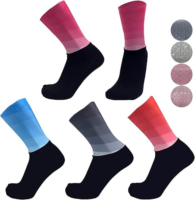 Aero Socks Cycling Aero Socks For Men Anti-Slip Silicone Aero White Line Cycling Sports Running Socks 6-11