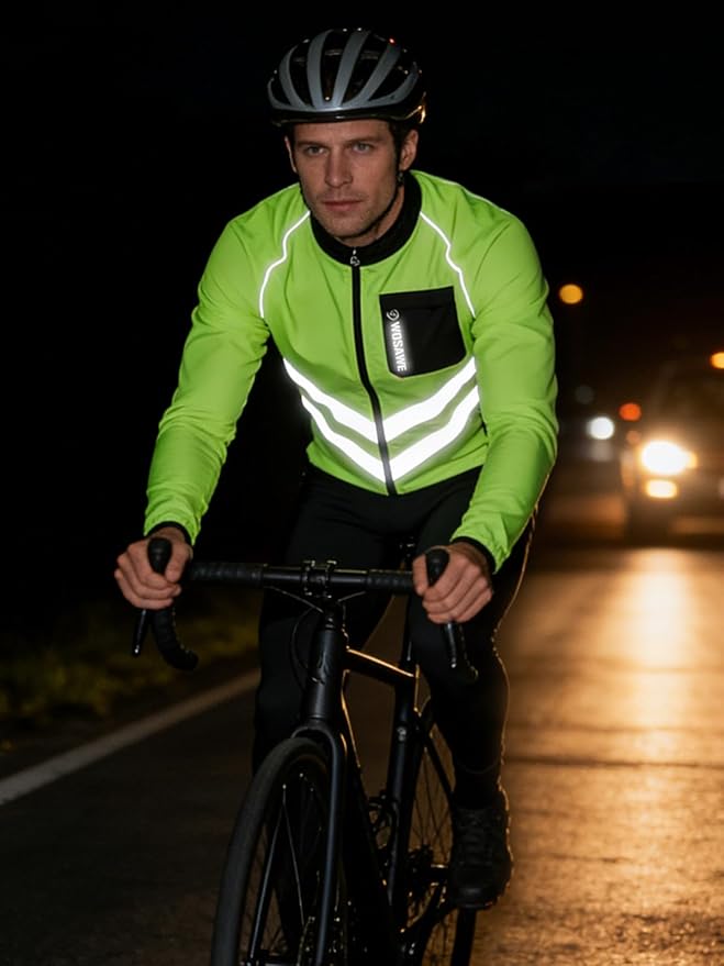WOSAWE Men's High Visibility Cycling Wind Jacket Water Resistance Reflective Windbreaker