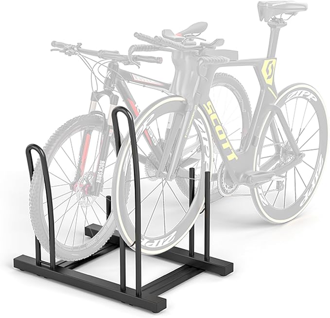 CXWXC 3/5 Bikes Stand Rack - Bike Storage Parking Racks Indoor/Outdoor - Bicycle Stand Garage for Parking Mountain Road Hybrid Bike, Fits Wheels up to 2.4" (on floor for 2 bikes)