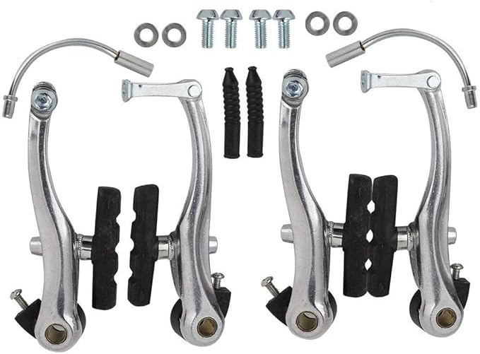 Free-fly 1 Pair Bike Brakes Mountain Bike V Brakes Set, Including V Brake for Front and Rear Wheel, Fit for Most Bicycle, Road Bike, MTB, BMX