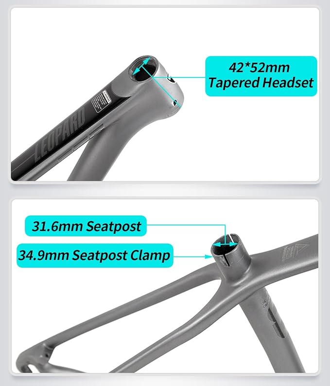 27.5er 29er XC Hardtail Mountain Bike Frame 15/17/19in Carbon Fibre Disc Brake Frame 135mm Quick Release Cyclocross Bike Frame BB92*41mm(Gray,29 * 17")