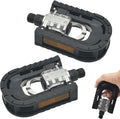 1pair Folding Bike Pedals Mountain Bike Pedals Aluminum Bicycle Flat Pedals 9/16'' with Reflective Strips Wide Flat Cycling Pedals for Ebike, Urban Commute, MTB Bikes