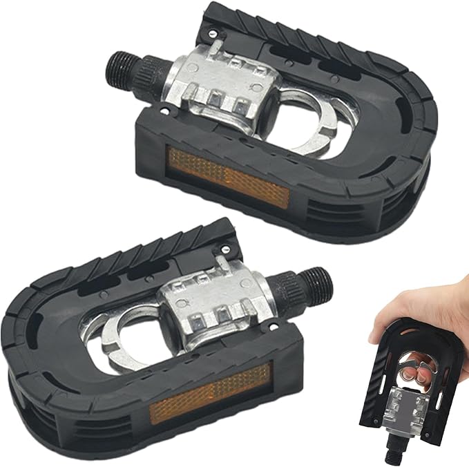 1pair Folding Bike Pedals Mountain Bike Pedals Aluminum Bicycle Flat Pedals 9/16'' with Reflective Strips Wide Flat Cycling Pedals for Ebike, Urban Commute, MTB Bikes