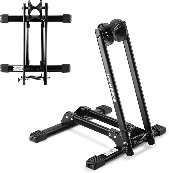 ROCKBROS Foldable Bike Stand Floor Bike Parking Stand Bicycle Rack for 20"-29" Mountain Road Indoor Outdoor Garage Storage