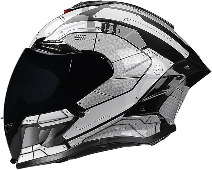 Full-face Helmet Biker Helmet ABS with EPS Cushion Liner Removable Washable 8 Air Vent Free Switch Long and Short Lens Replacement for Adult Unisex