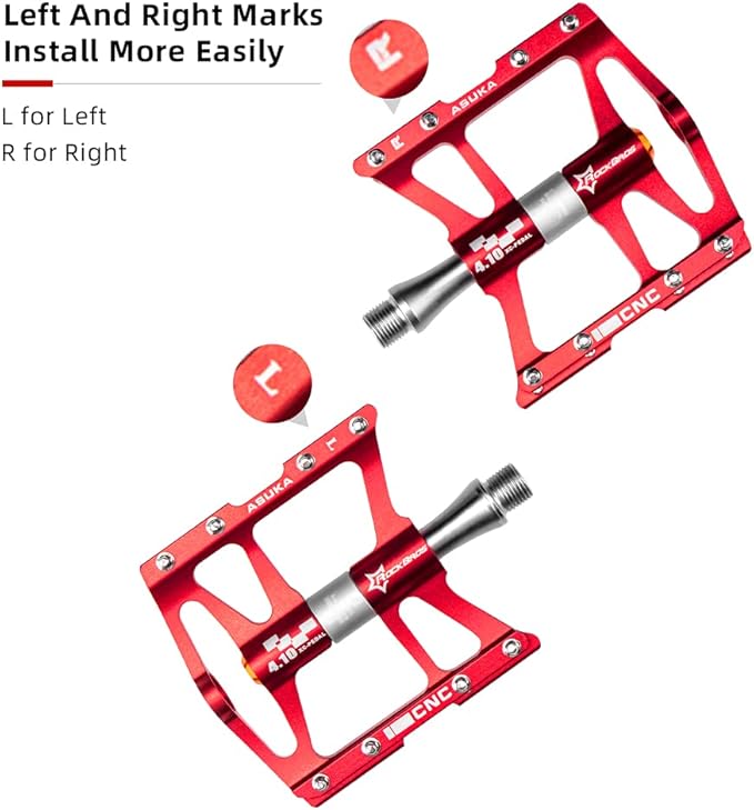 ROCKBROS 4 Bearings Mountain Bike Pedals MTB Padals Platform Flat Bike Pedals Aluminum Alloy 9/16"
