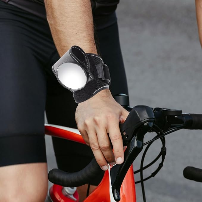Totority Wearable Cycle Wrist Mirror - Comfortable Nylon Rearview Mirror for Biking Enhanced Safety and Wide Angle Visibility
