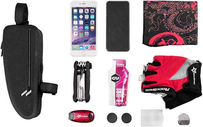 Feluz Bike Top Tube Bag, Waterproof Bicycle Frame Bag for Mountain Road BMX Bike, Front Phone Bags Mount Pouch, Cycling Accessories