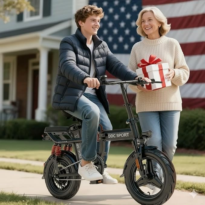 Folding Electric Bike for Adults, Peak 800W Motor 25MPH, 48V 14Ah Removable Battery 35-55Miles Ebike,14'' Lightweight & Portable Adults Electric Bicycles for Men/Women/Teens