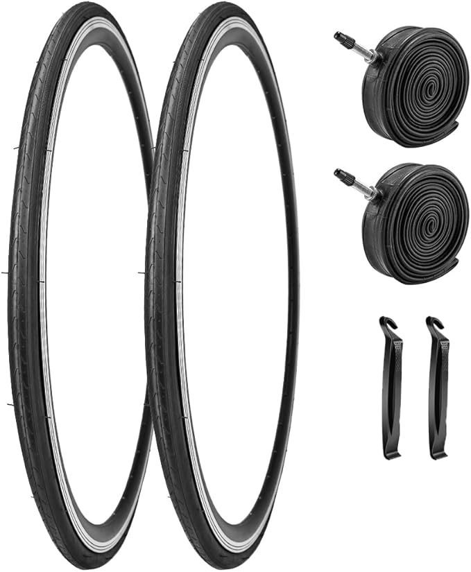 2 Pack 700x23C/25C/28C/35C/38C Bike Tires Plus Bike Inner Tubes Presta Valve 48mm or Schrader Valve 48mm Foldable Replacement Tires for Road Bicycle