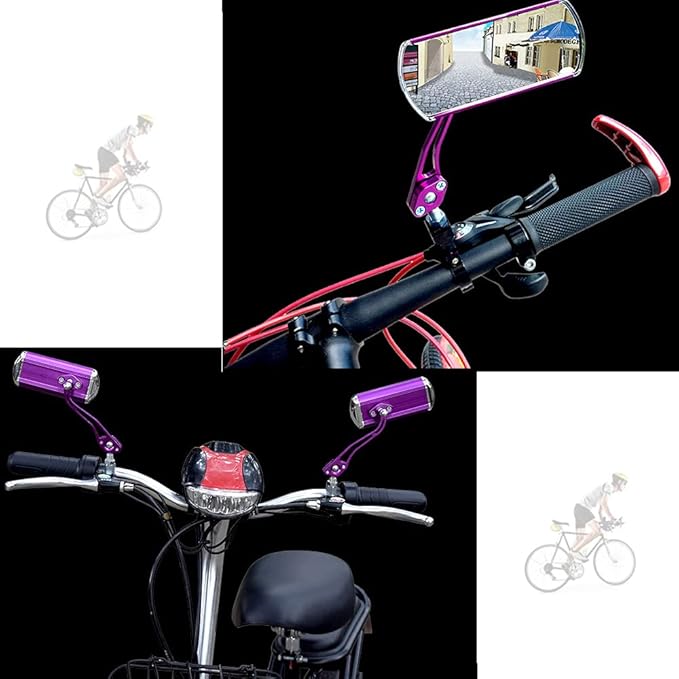 Bike Mirrors Handlebar Rearview Mirror, Bicycle Mirrors for Handlebars 2 pack, Bike Mirrors for Handlebar for Electric Bike, Mountain Bike, and Fixed Gear Bike (purple)