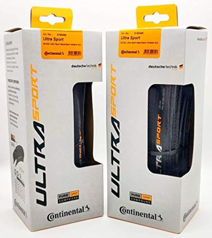 Continental Ultra Sport III - Road Bike Tire | Versatile Road Tire with Modern Tread Design - E25 Ebike Rated - PureGrip, 2 Pack (Black) (700x28)