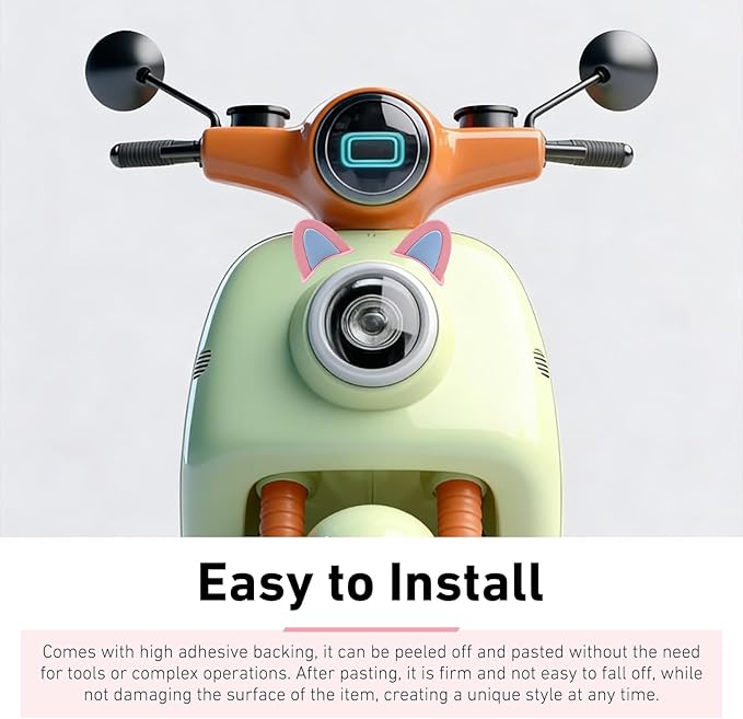 2 PCS Cute Cat Ear Motorcycle Helmet Decoration, Self-Adhesive Wear-Resistant Automotive Helmet Ornament Accessory, Universal for Most Motorcycle Scooter Helmets