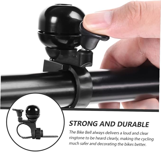 PRETYZOOM Vintage Bike Bell for Scooter and Bicycle Handlebar Copper and Plastic Loud Crisp Sound Safety Accessory for Mountain and Bikes Black