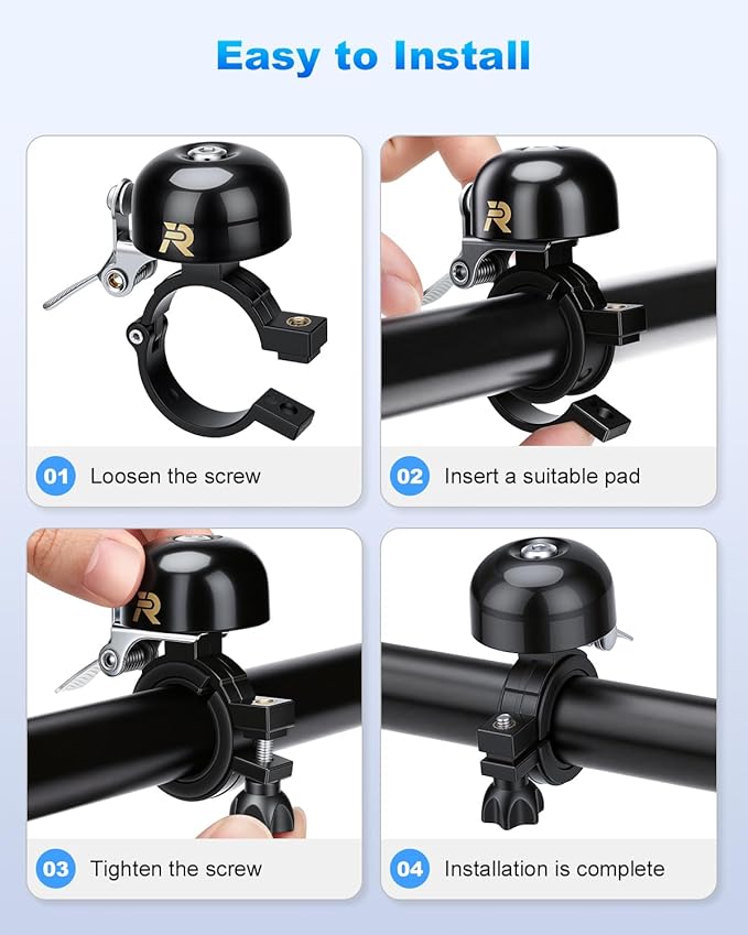 Bike Bell Classic Bike Bells for Adults Kids, 120d Loud Bicycle Bell for Handlebars, Beach Cruiser Mountain Bike Bell Accessories, Fits 22.2-28.0mm Handlebars