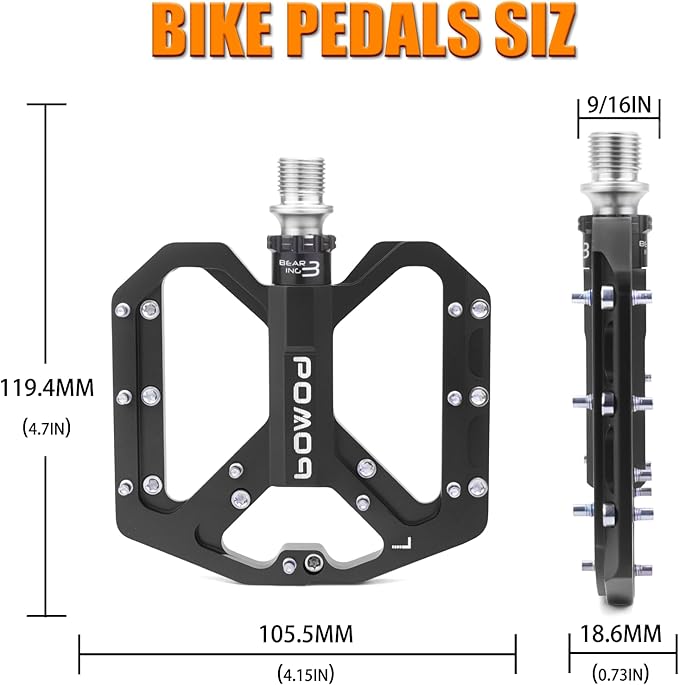 Bike Pedals 9/16" Lightweight Non-Slip Bicycle Platform Pedals - Fits Most Adult Bikes & Mountain Bikes &MTB, Road Bikes and Slip-Resistant Design