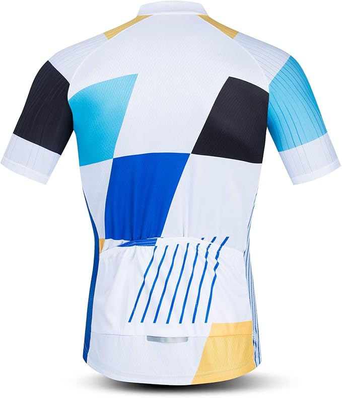 Cycling Jersey Men USA Summer Bike Short Sleeve 3-Pockets Breathable Quick-Dry Shirt S-3XL
