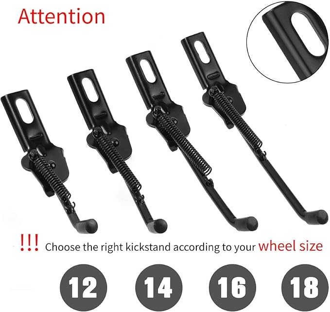 SEISSO Bike Kickstand for Kids Bike, Universal Rear Side Bicycle Kick Stand, Premium Steel with Pad, Replacement Child Kickstand