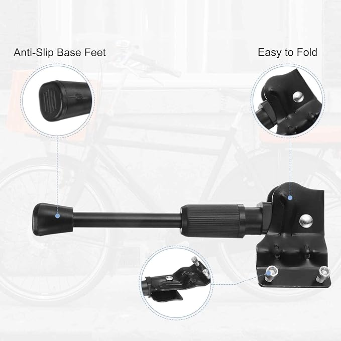 HARFINGTON Back Bike Kickstand Carbon Steel Bicycle Single-Side Kick Stand Rear Mount Bikes Support Racks for 24 Inch Wheel with Tool, Black