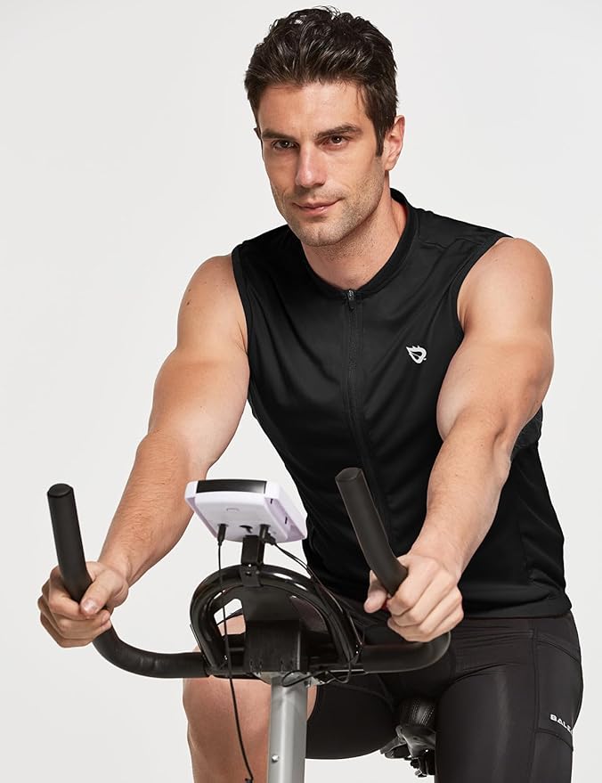 baleaf Men's Sleeveless Cycling Jersey Road Bike Shirt Bicycle Biking Tank Tops Full Zip Pockets SPF UPF50+