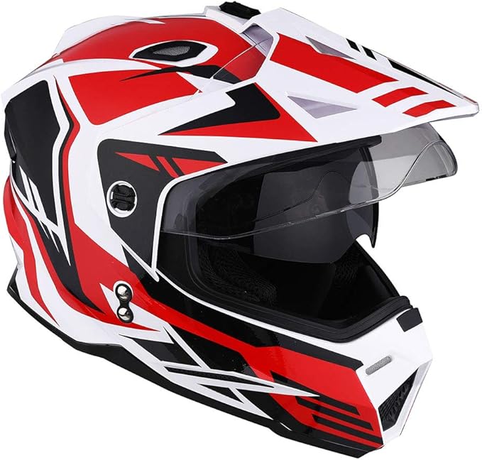 1Storm Dual Sport Motorcycle Motocross Off Road Full Face Helmet Dual Visor: HF802