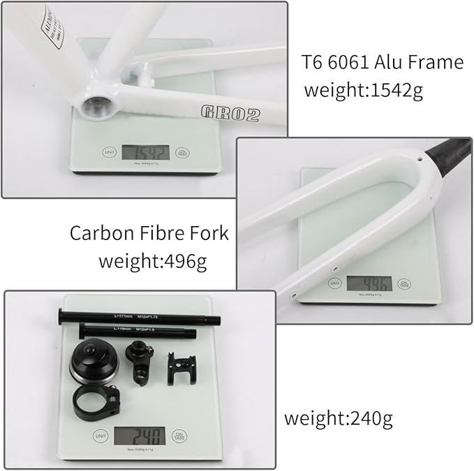 Gravel Road Bike Frameset 700C Aluminum Alloy Disc Brake Frame 44/47/50/53/56cm Carbon Fiber Fork Thru-Axle F100*12mm R142*12mm Internal Routing