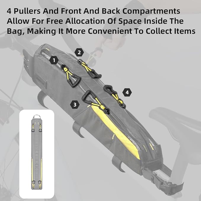 Rhinowalk Bicycle Top Tube Bag Bike Front Frame Bag Waterproof Extra Long Cycling Accessories Upper Pipe Nylon Pouch Pack for Mountain Road Bike