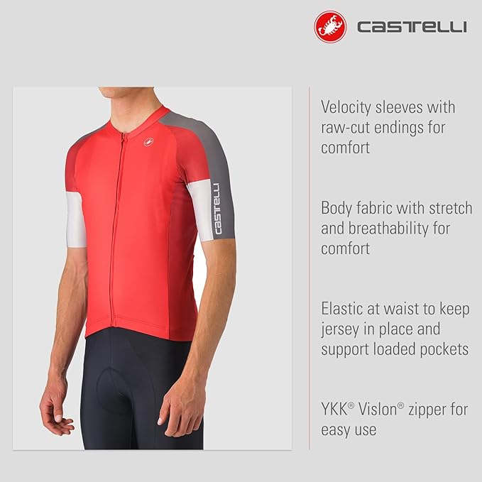 CASTELLI Men’s Entrata 6 Jersey, UPF Sun Protection, Quarter Length Sleeve Jersey for Road Cycling & Gravel Biking & Racing