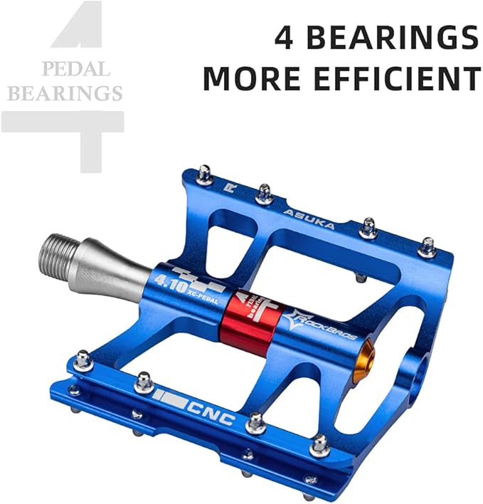 ROCKBROS 4 Bearings Mountain Bike Pedals MTB Padals Platform Flat Bike Pedals Aluminum Alloy 9/16"