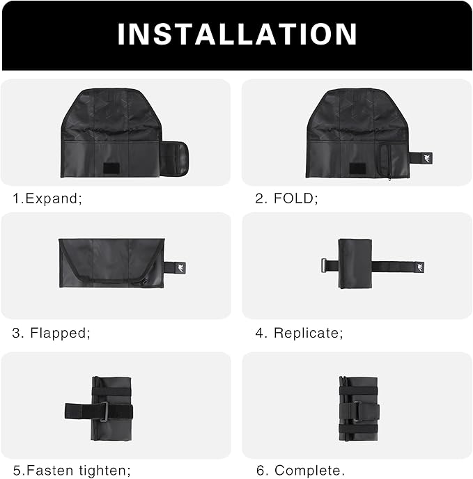 Rhinowalk Bike Tool Storage Bag with Elastic Straps Foldable Bicycle Repair Tool Pouch for Top Tube, Frame Triangle or Saddle Mount Multi-Compartment Design for Tire Repair Kits & Gear (Black)
