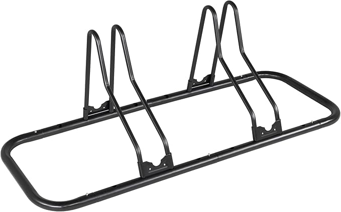 CyclingDeal Bicycle Floor Type Adjustable Parking Rack Stand - for Fat Mountain MTB & Road Bike Indoor Garage Storage - 2 Bikes