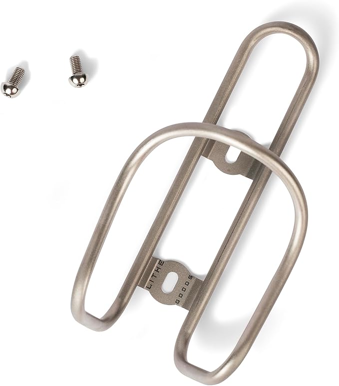 LITHE GOODS Titanium Water Bottle Cage for Bikes, Ti Screws Included (Lighter Weight)