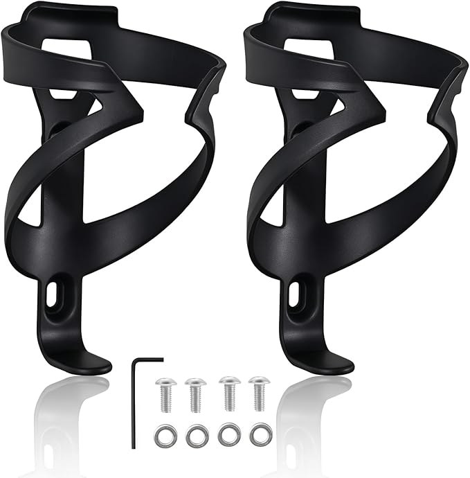 Bike Water Bottle Holder, Ultralight Nylon Fiber Bicycle Water Bottle Cage Black, 2Pack Cycling Drink Cage&Cup Holder with Screw, for Road, MTB Mountain, Ebike, Triathlon Bikes Frames (2PCS)