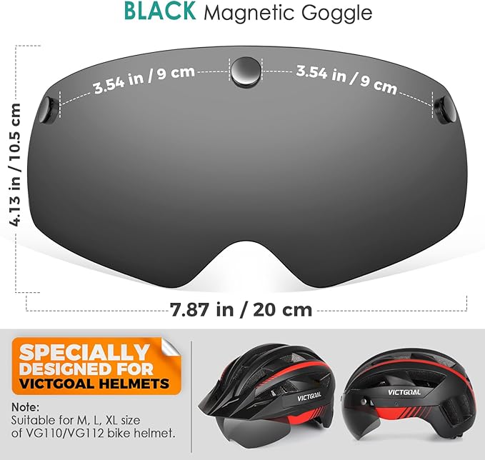VICTGOAL Detachable Magnetic Bike Helmet Goggles Visor Especially Deisgned for VG110/VG112 Bicycle Helmet