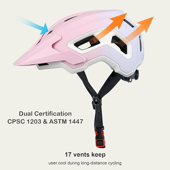 Bike Helmet for Adult & Youth, Lightweight MTB Helmet with Adjustable Visor for Mountain/Road Cycling, 2 Sizes for Men Women Boys Girls