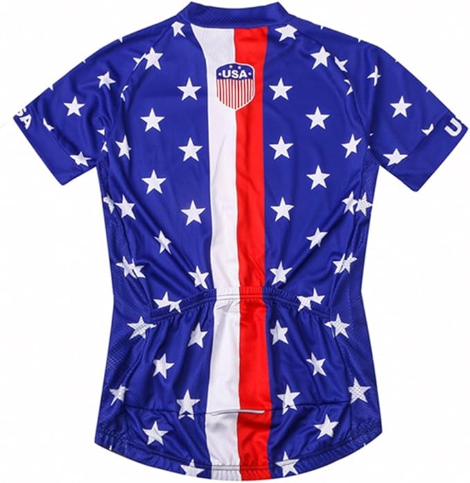 Weimostar Men's USA Cycling Jersey Short Sleeve Biking Shirts Breathable with Pockets