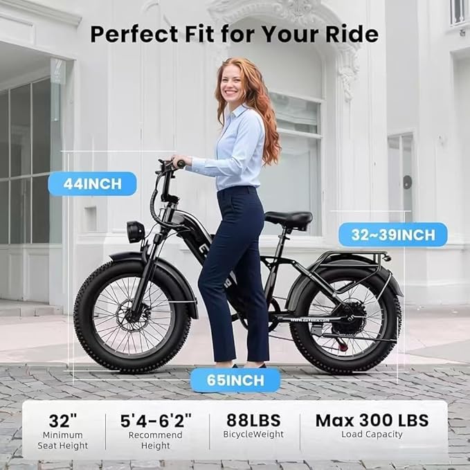 Auloor 1500W Motor Electric Bike for Adults and Seniors, 48V 20AH Removable Battery City Step Thru EBike, 30+MPH & 70 Miles 20" Fat Tires 7 Speed Electric Commuter Bicycle for Women and Teens