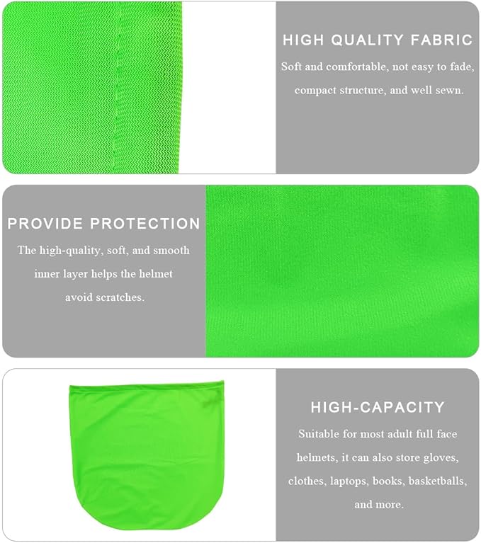 2 PCS Motorcycle Helmet Bag, Helmet Protection Drawstring Bag Made of Nylon Cloth, Large Capacity Helmet Storage Bag for Motorcycle Bicycle, Universal Motorcycle Accessories (Green)