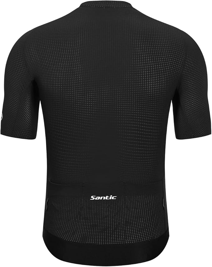 Santic Men's Cycling Jersey Short Sleeve Tops Pro Road Bike Shirt Full Zipper UPF 50+ Bicycle Jersey with Pockets